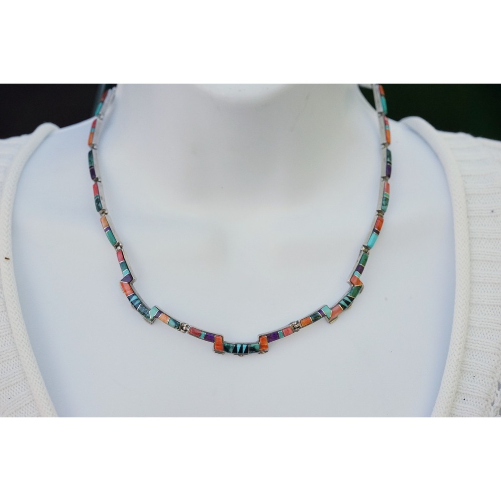 Calvin Begay‎ TSF - Navajo Inlay Multi Stone Necklace & Earrings - Pam Daniels